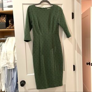 Boden green spot polka dot Ponte dress 4 long
